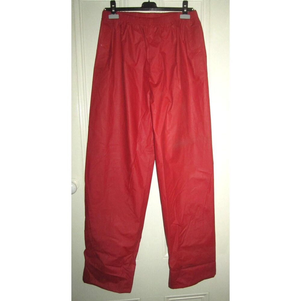 Vtg Columbia waterproof red rain / snow pants w elastic waist, men's size XXL